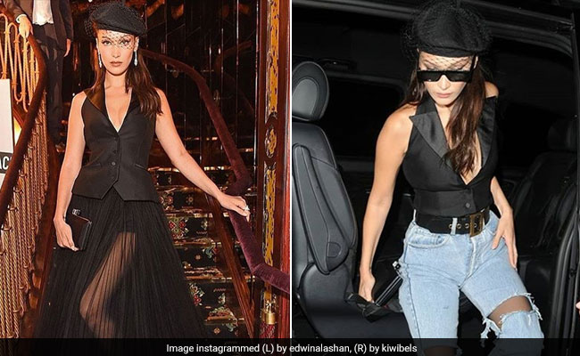 Bella Hadid Dressed The Black Vest Up (And Down), All In One Night
