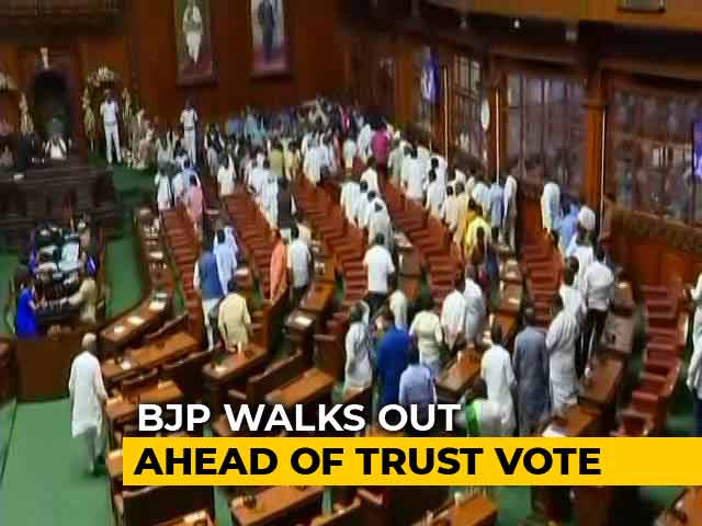 BJP Lawmakers Walk Out Of Karnataka Assembly Ahead Of Trust Vote