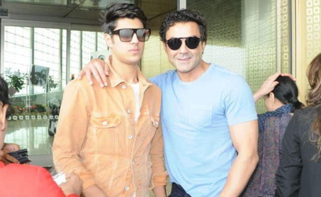 Bobby Deol's Son Aryaman Is A Reluctant Poser. See Pics Of Them At The Airport