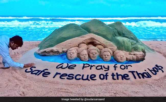 Odisha Sand Artist's Sculpture Has A Prayer For Thai Boys Stuck In Cave
