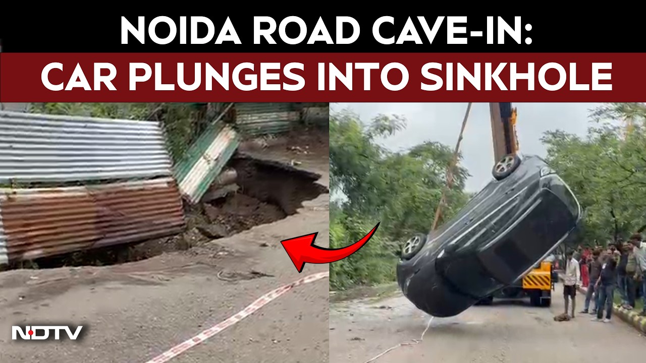 Delhi-NCR Rains | Noida Road Collapses, Car Falls Into Sinkhole