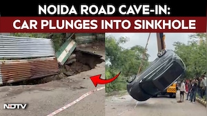 Delhi-NCR Rains | Noida Road Collapses, Car Falls Into Sinkhole