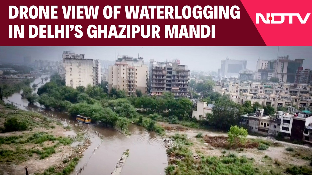 Drone Captures Massive Waterlogging At Ghazipur Mandi After Heavy Rain In Delhi