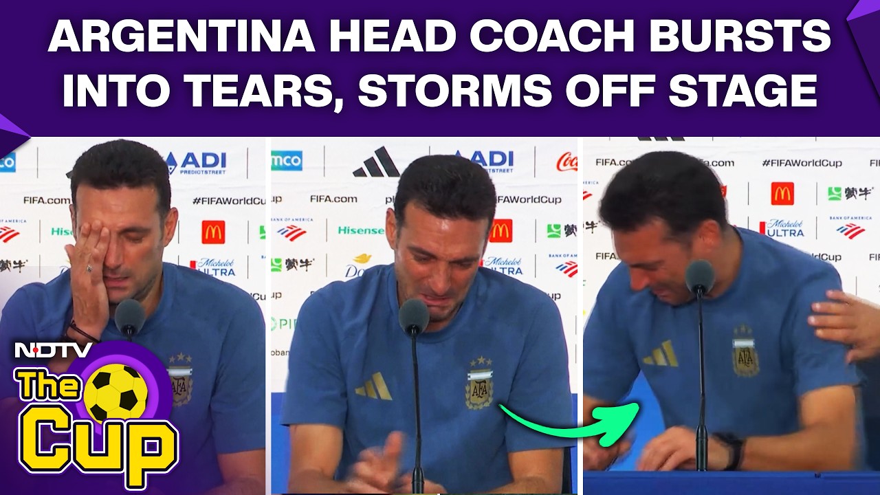 Spain Vs Argentina | Argentina Head Coach Scaloni Bursts Into Tears, Storms Off Stage