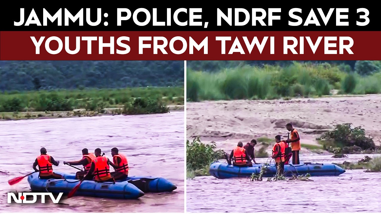 Jammu Police, NDRF Rescue 3 Youths Stranded In Swollen Tawi River