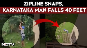 Viral Video | Tourist Falls 40 Feet After Zipline Safety Lock Allegedly Fails At Karnataka Resort