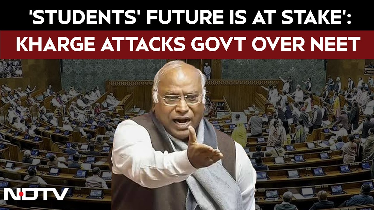 Parliament Monsoon Session | Mallikarjun Kharge Demands Accountability Over NEET, Paper Leak Allegations