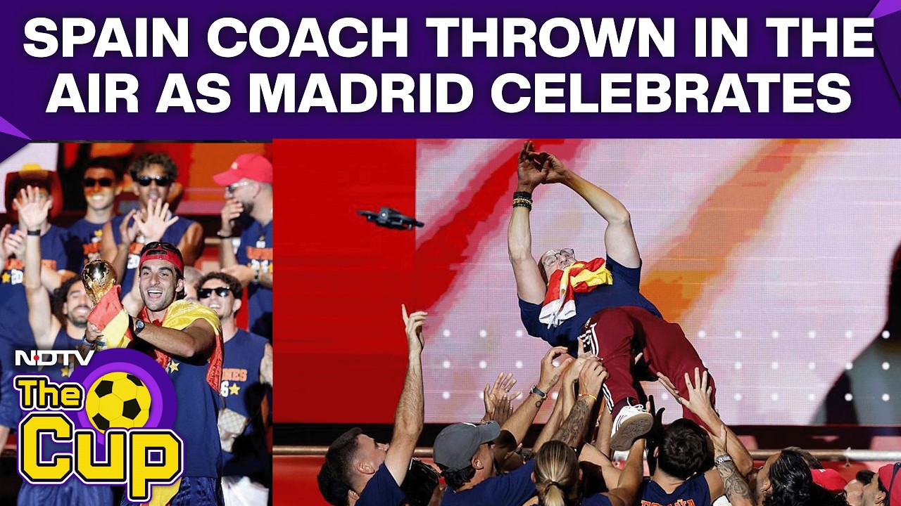 FIFA World Cup Winners | Spain Coach De La Fuente Tossed Into The Air As Madrid Celebrates