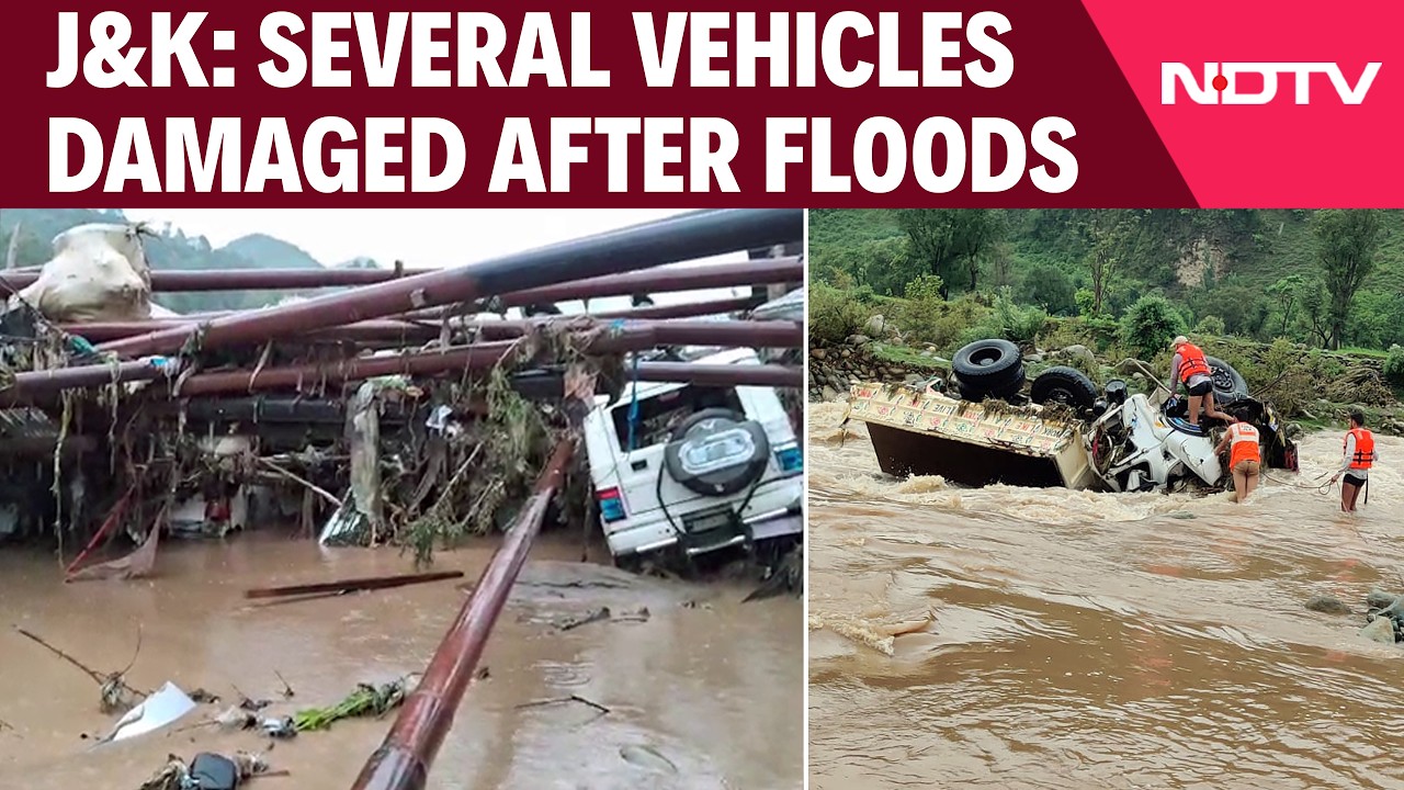 Damaged Cars, Trucks Recovered After Rajouri Flash Floods