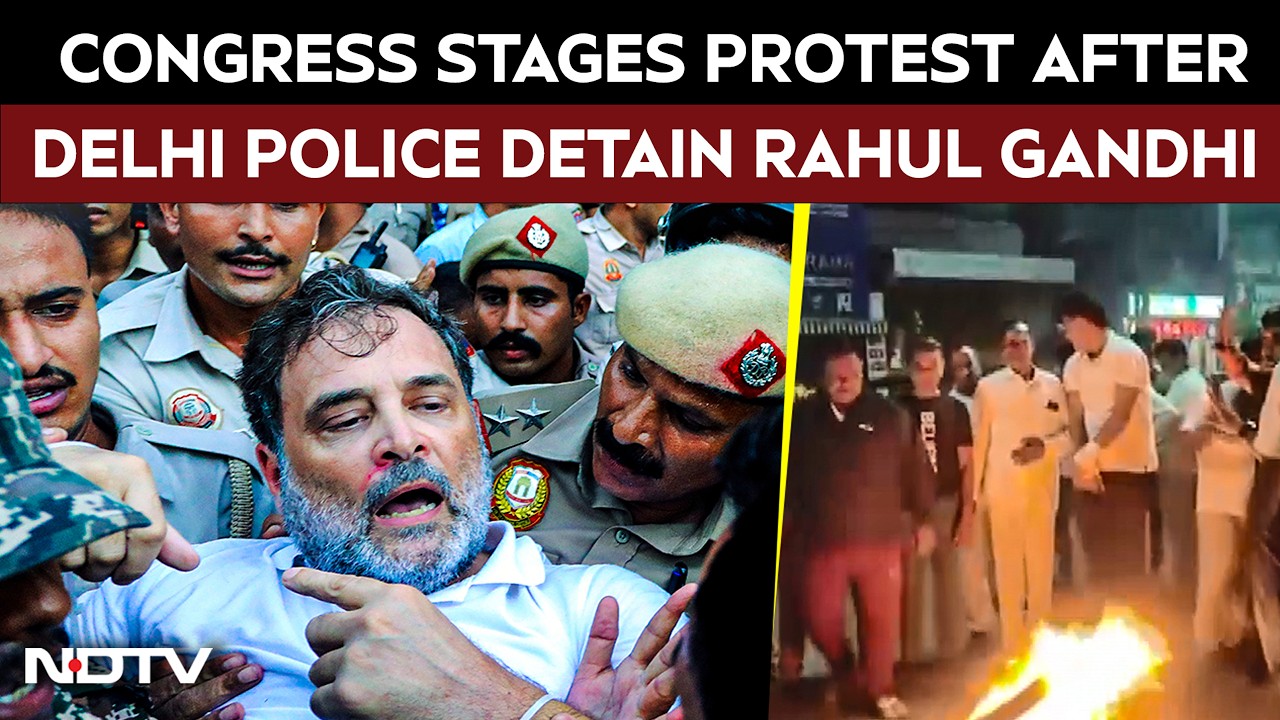 Congress Stages Nationwide Protest After Delhi Police Detain Rahul Gandhi For Pro-CJP Protest