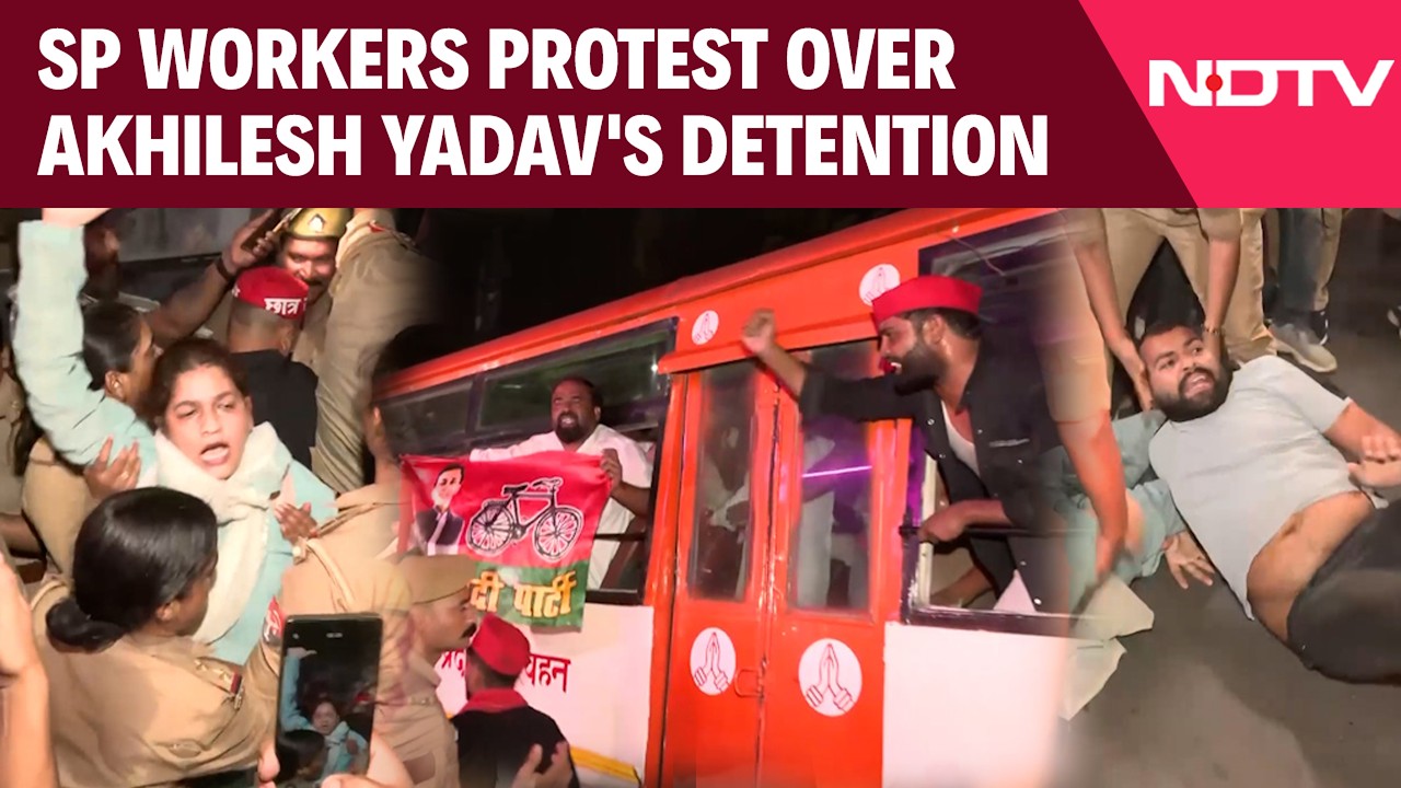 Samajwadi Party Workers Protest Over Akhilesh Yadav's Detention, Several Detained