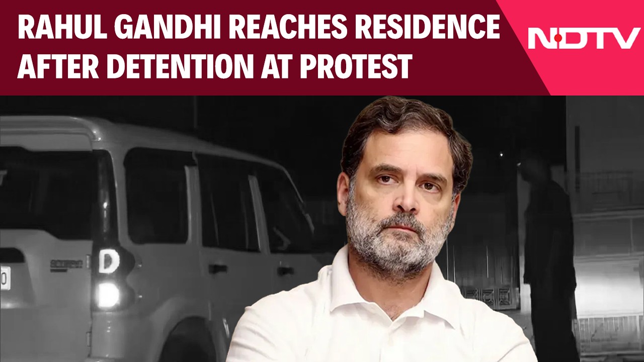 Rahul Gandhi Reaches Residence After Detention At Protest Outside PM's Residence At 7LKM