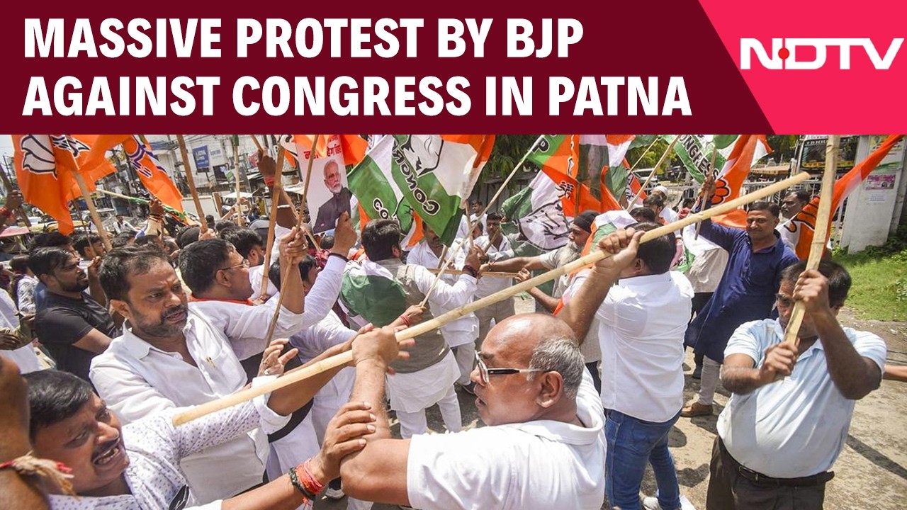 Congress Protest News | Massive Protest By BJP Against Congress In Patna