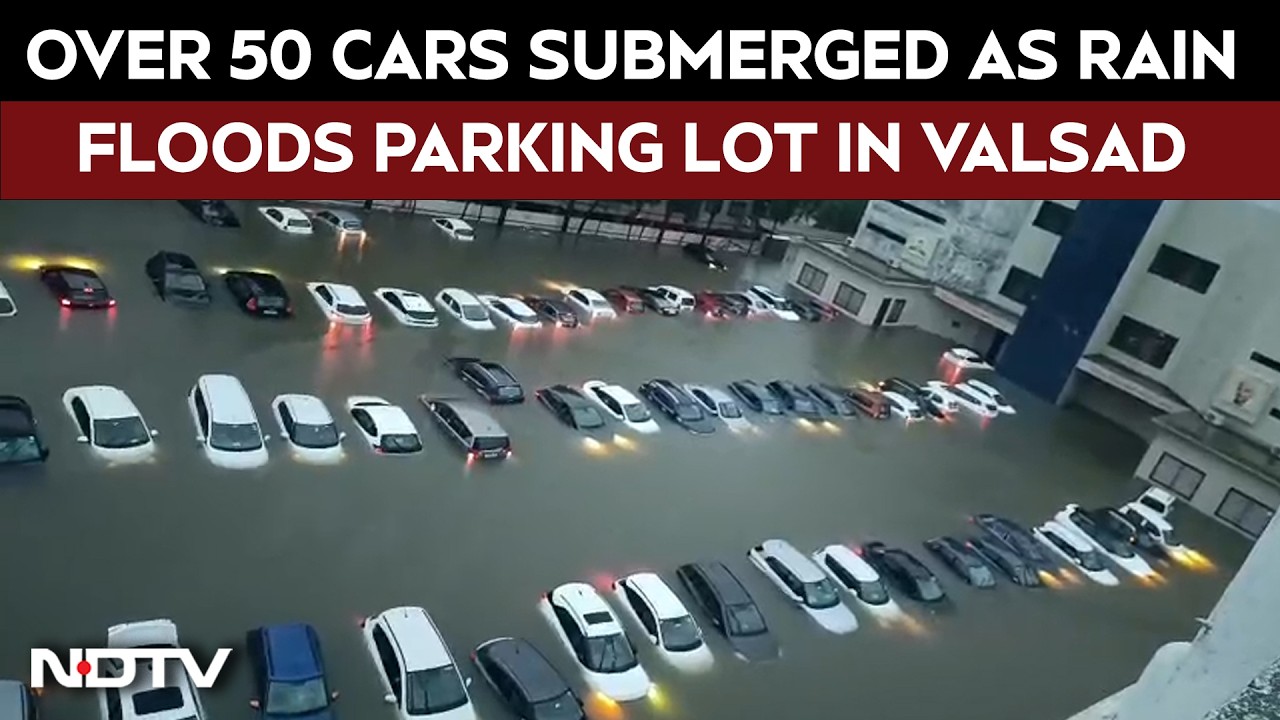Gujarat Floods | Over 50 Cars Submerged As Rain Floods Parking Lot In Gujarat's Valsad