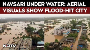 Gujarat News | Navsari Under Water: Aerial Visuals Show Flood-Hit City After Purna River Swells