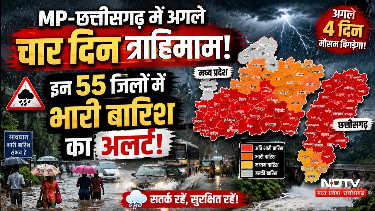 MP-Chhattisgarh में अगले चार दिन त्राहिमाम! इन 55 जिलों में Heavy Rain का Alert!