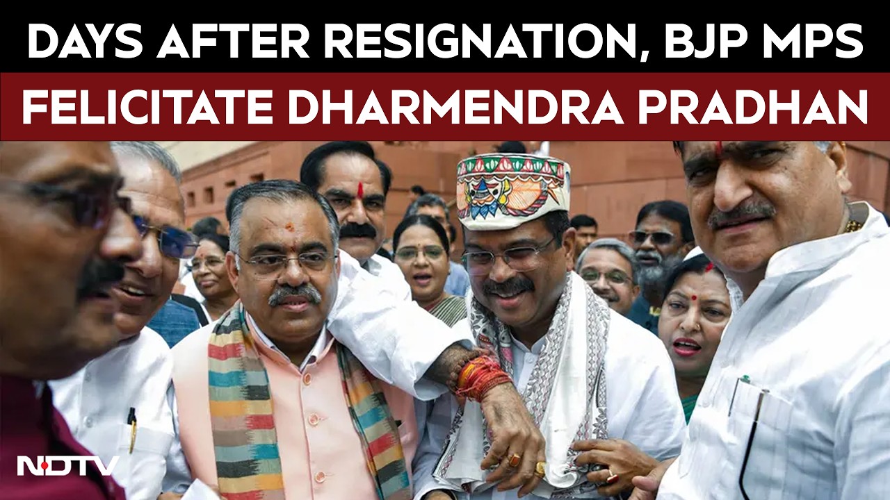 Parliament News Today | Days After Resignation, BJP MPs Felicitate Dharmendra Pradhan In Parliament