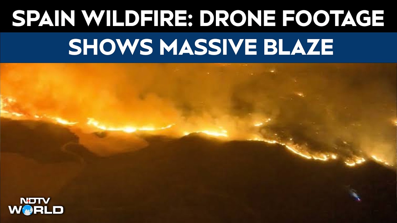 Spain Wildfire: Drone Footage Shows Massive Blaze, Burnt Forests Near Madrid