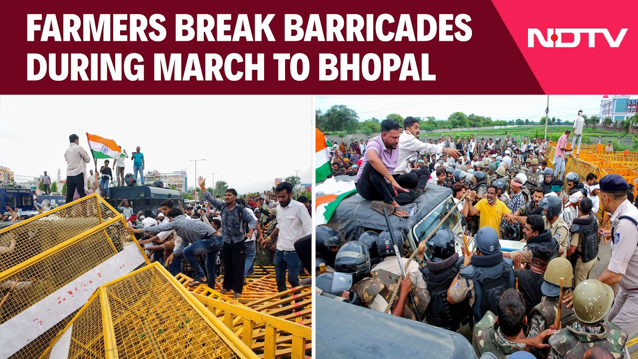 Bhopal Protest | Farmers Break Barricades During March To Bhopal Over Moong Procurement Demands