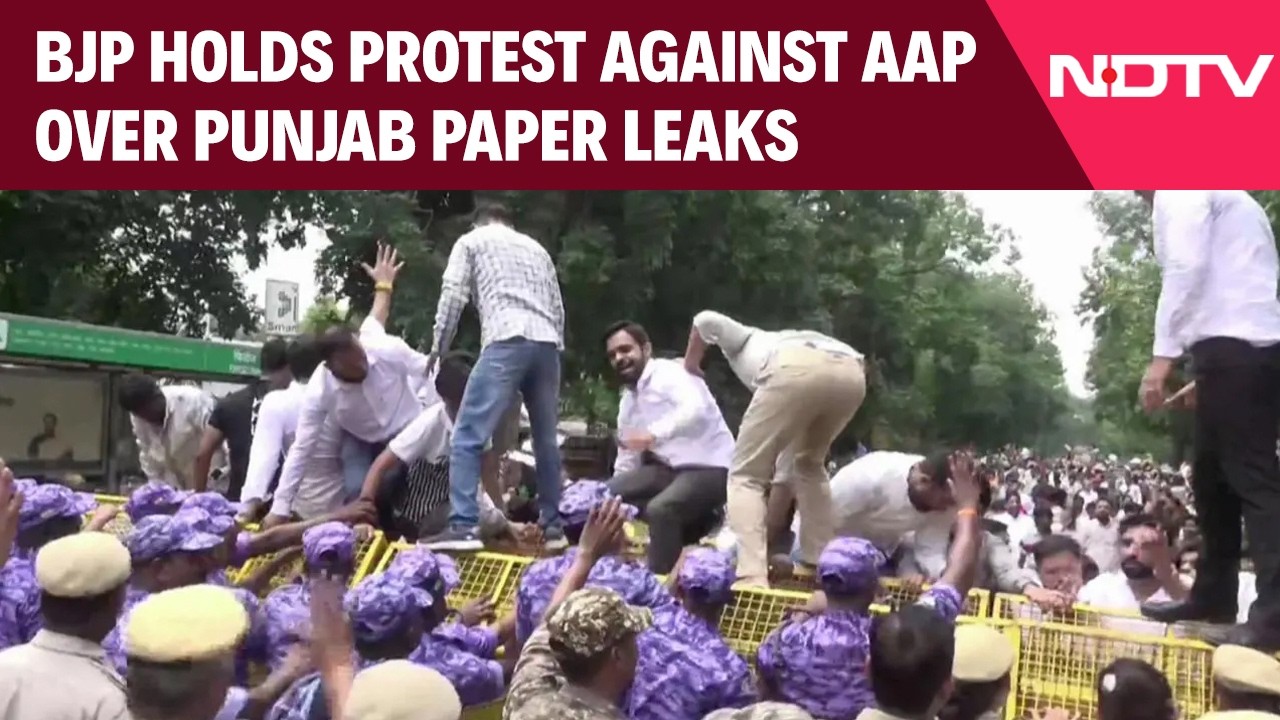 BJP Holds Protest Against AAP Over Punjab Paper Leaks; Heavy Security Deployed
