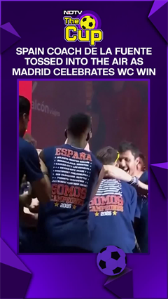 Spain Coach De La Fuente Tossed Into The Air As Madrid Celebrates World Cup Win