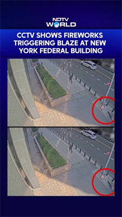 Video: CCTV Video Shows Fireworks and Flames Lit on New York Federal Building
