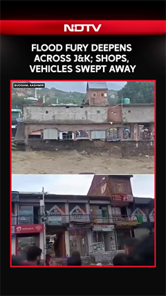 Video: Flood Fury In Budgam: Dozens Of Shops Swept Away, Road Link Cut Off As Sukhnag Stream Swells