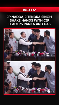 JP Nadda, Jitendra Singh Shake Hands With CJP Leaders Ashutosh Ranka And Sourav Das