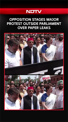 Rahul Gandhi, Akhilesh Yadav, Kharge Lead Opposition Protest Over Paper Leak Row