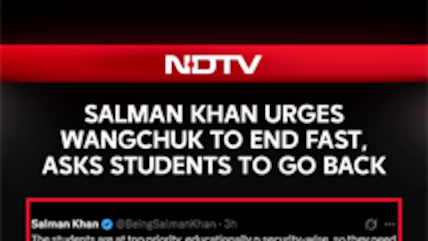 Salman Khan Urges Sonam Wangchuk To End Fast, Asks Students To Go Back