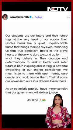 Sara Ali Khan Expresses Solidarity With Students Amid Anti NEET Paper Leak Protests
