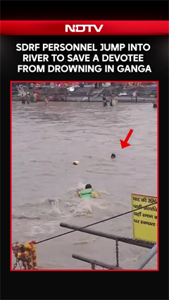 SDRF Personnel Jump Into River To Save A Devotee From Drowning In Ganga