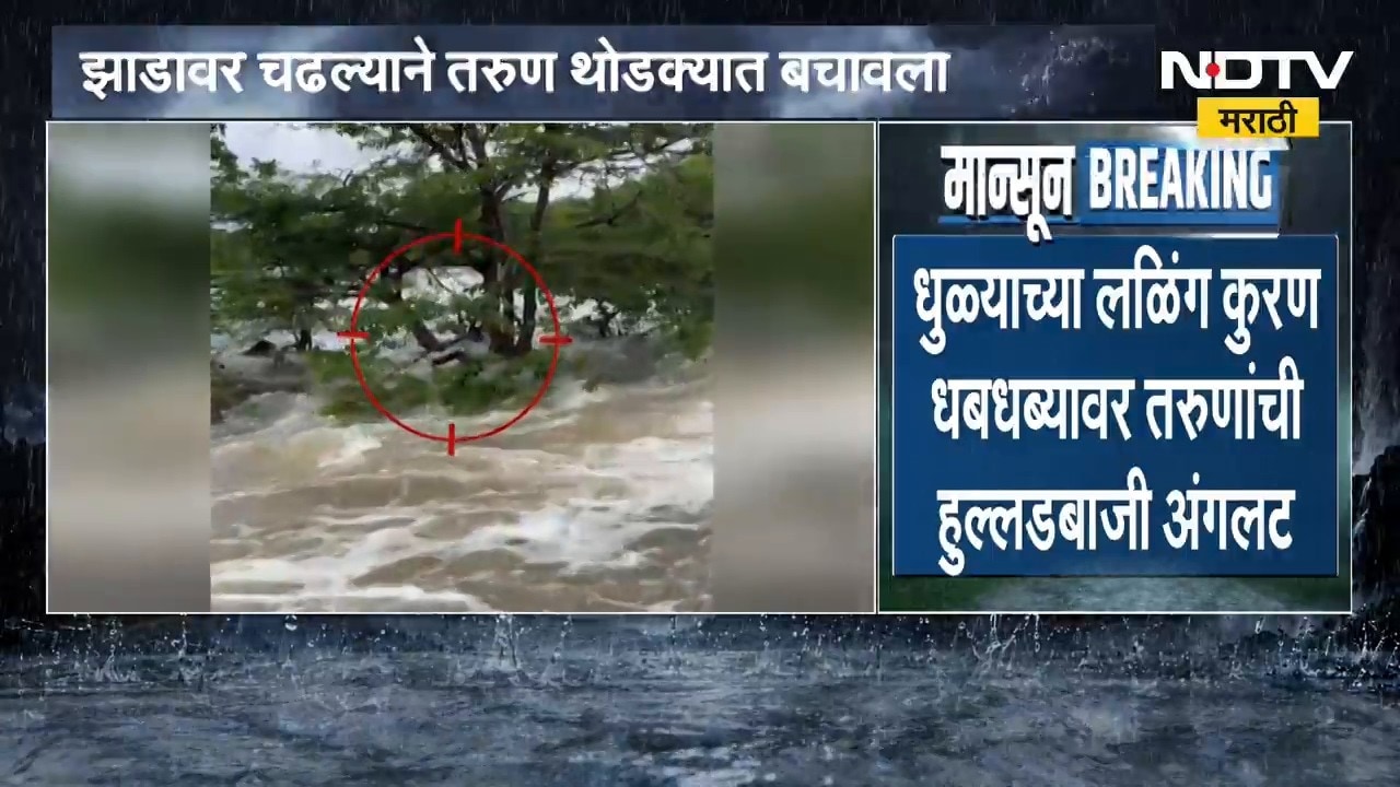 Dhule Laling Kuran Waterfall | हुल्लडबाजी करणं तरुणांना भोवलं, झाडावर चढल्याने तरुण थोडक्यात बचावला