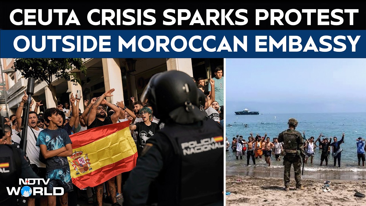 Protesters Rally Outside Moroccan Embassy in Madrid Over Ceuta Crisis