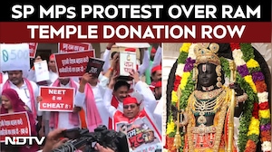 Samajwadi Party MPs Stage Protest Outside Parliament, Demand Debate On Ram Temple 'Chanda Chori' Row