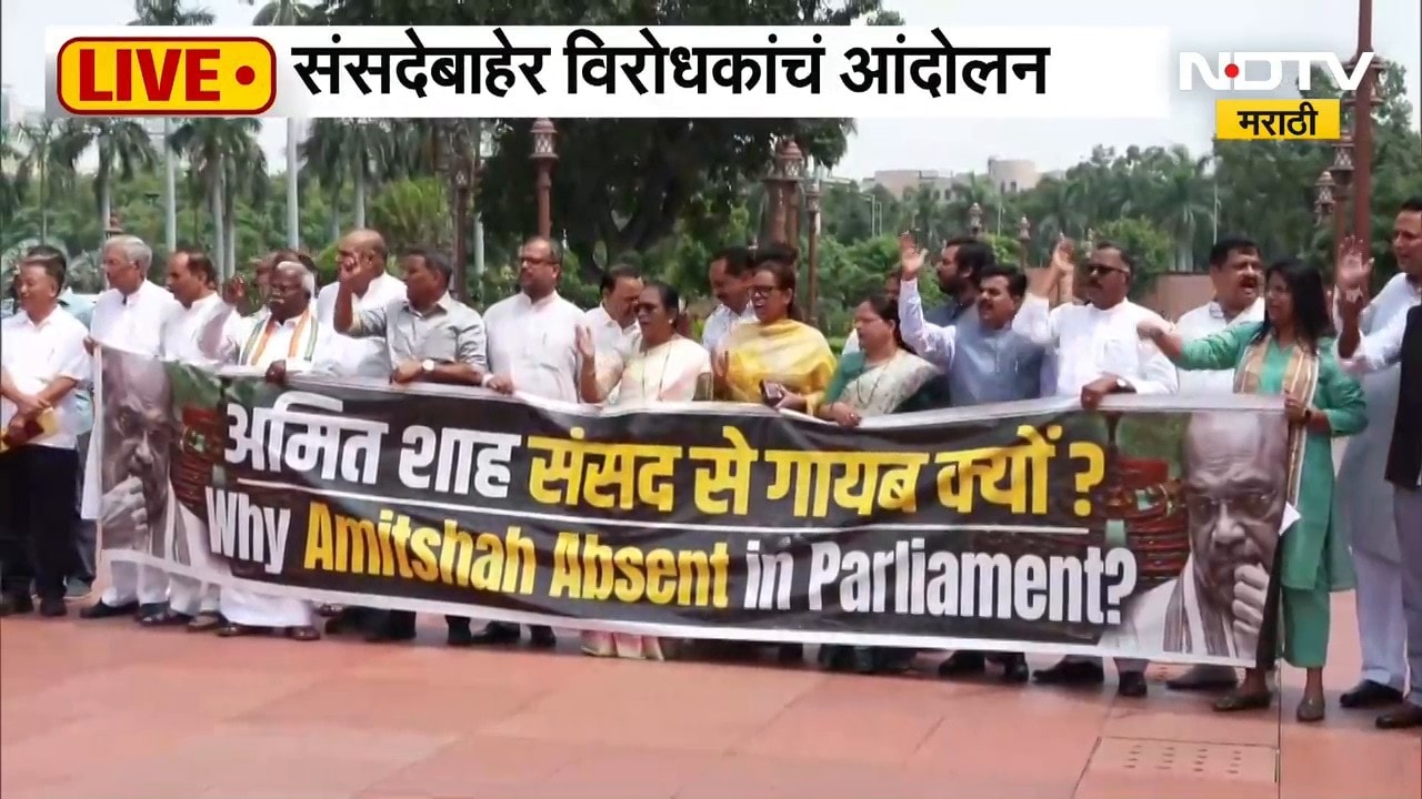 Parliament Monsoon Session | संसदेबाहेर विरोधकांचं आंदोलन, सरकारविरोधात जोरदार घोषणाबाजी