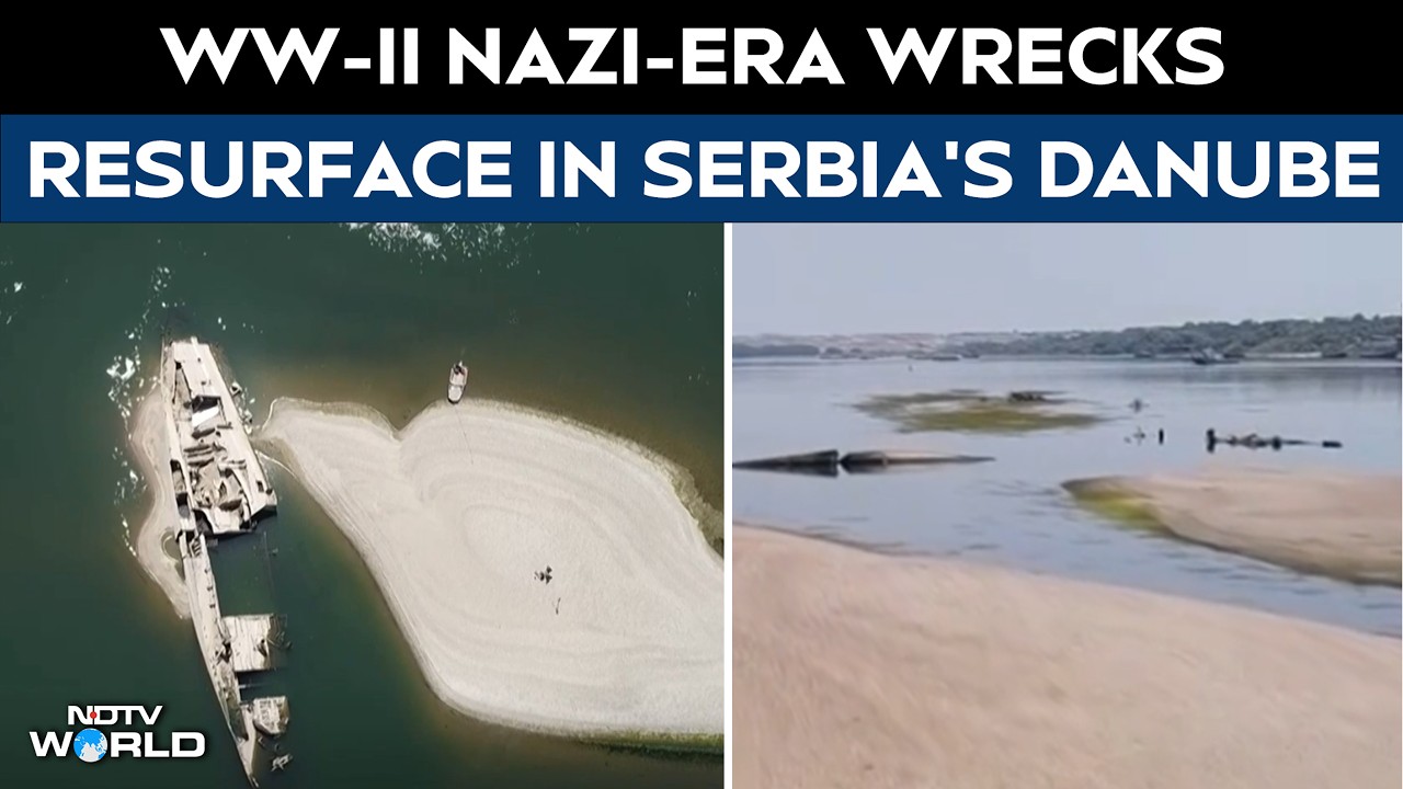 Nazi-Era WWII Ship Wreck Emerges As Europe's Danube River Hits Record Low