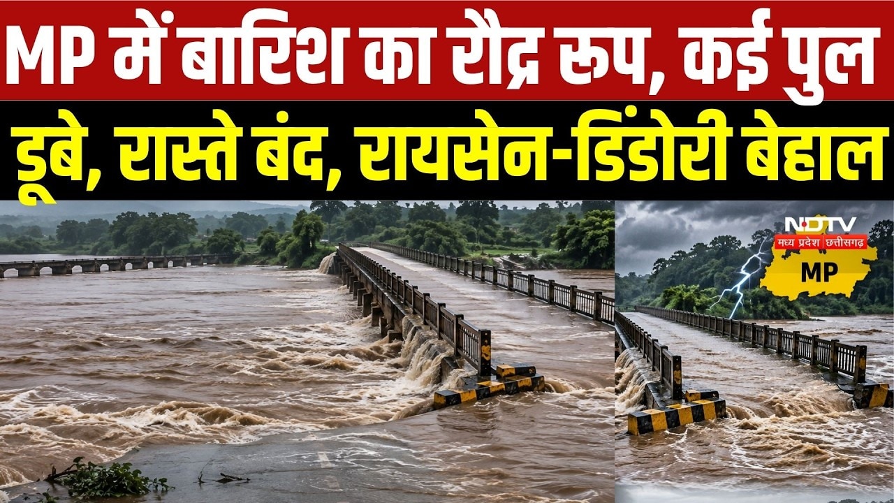 MP Heavy Rain:MP में बारिश का रौद्र रूप, कई पुल डूबे, रास्ते बंद, रायसेन-डिंडोरी बेहाल |Top Breaking