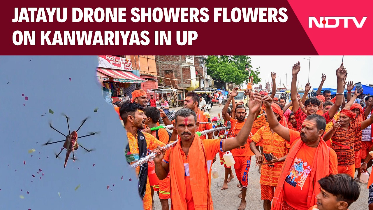 Jatayu Drone Showers Flowers On Kanwariyas In Moradabad