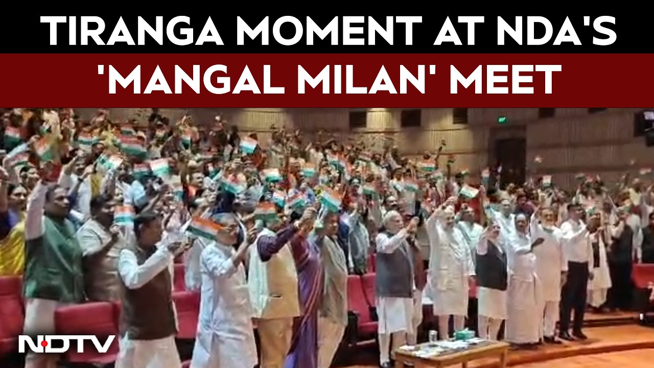 PM Modi, Amit Shah And NDA Leaders Wave Tiranga At Weekly Parliamentary Party Meeting
