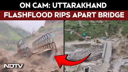 On Cam: Uttarakhand Flashflood Rips Apart Bridge, Sweeps Away Vehicle and Driver