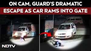 On Cam: Narrow Escape For Security Guard As Car Rams Into Apartment Gate