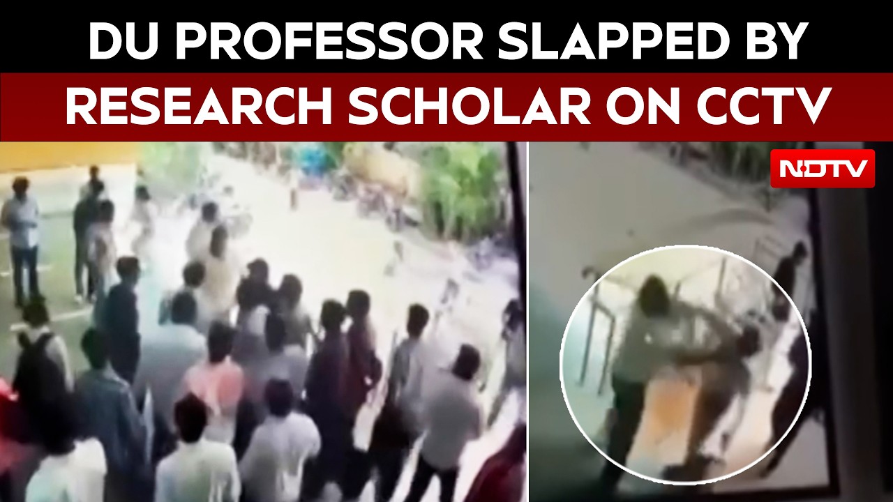 DU Professor Attacked By Research Scholar, CCTV Captures Slapping Incident