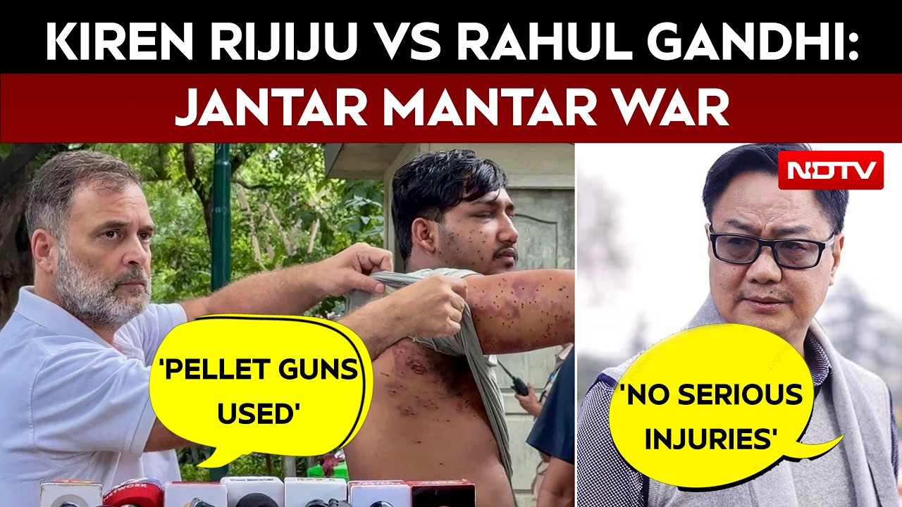 Jantar Mantar Clash: Kiren Rijiju Defends Delhi Cops, Rahul Gandhi Alleges Police Excesses
