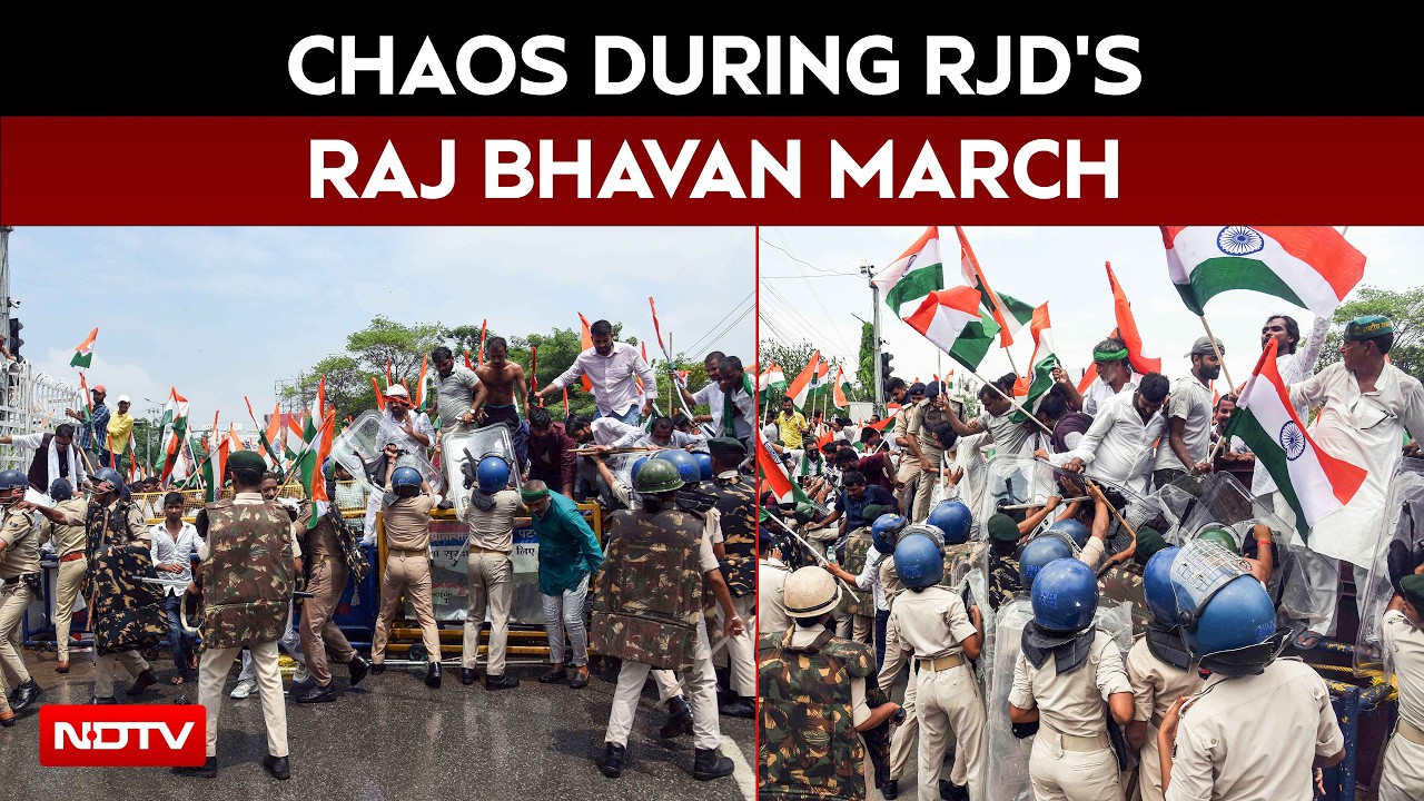 RJD Raj Bhavan March Turns Chaotic As Police Clash With Protesters