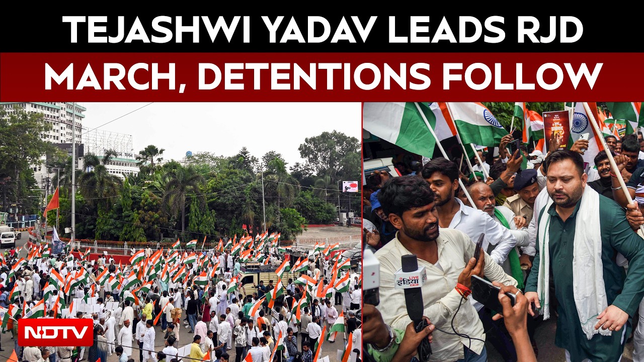 RJD's Tejashwi Yadav Leads Patna March Over Paper Leaks, Unemployment