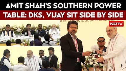 Amit Shah's Southern Power Table: DK Shivakumar, Vijay Sit Side By Side As Two CMs Skip Meet