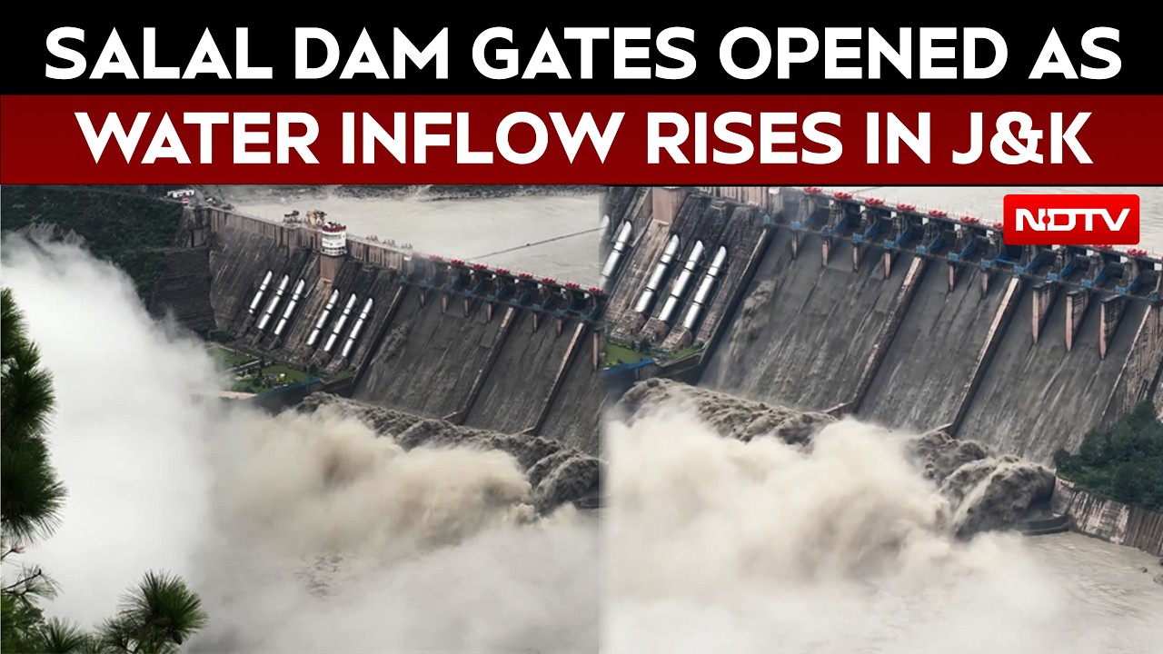 Salal Dam Spillway Gates Opened As Water Inflow Rises Amid Continuous Rainfall In Reasi, J&K
