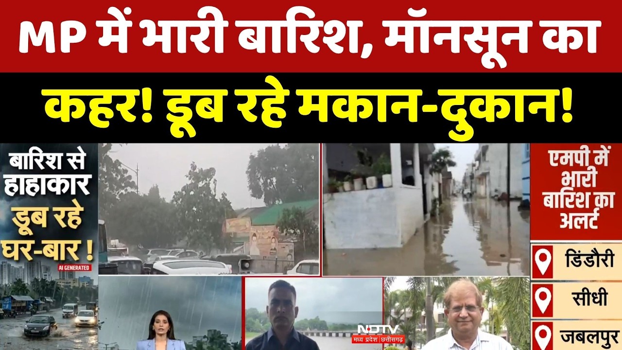 Heavy Rainfall & Flood Alert: MP में भारी बारिश, मॉनसून का कहर! डूब रहे मकान-दुकान!। Breaking News