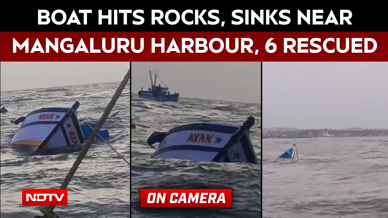 Karnataka News | Six Fishermen Rescued After Boat Hits Rocks And Sinks Near Mangaluru Harbour